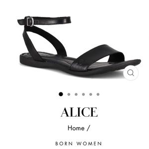 Born Alice Black Leather Sandal Size 9.5